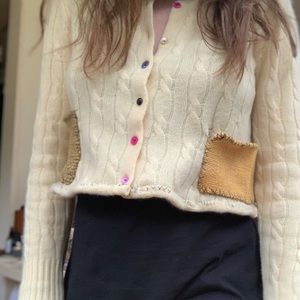 embroidered cropped cashmere cardigan